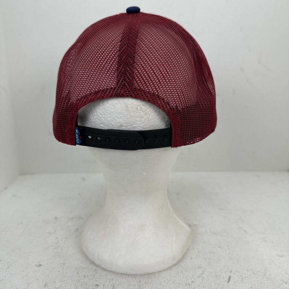 KAVU Logo Patch Trucker Hat Adjustable Snapback Cap Navy Maroon Gray - Picture 4 of 9